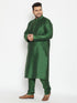 Vastramay Men's Plus Size Green Viscose Blend Kurta and Pyjama Set