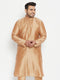 Vastramay Men's Plus Size Rose Gold Viscose Blend Kurta