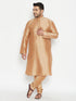 Vastramay Men's Plus Size Rose Gold Viscose Blend Kurta