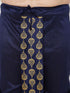 Vastramay Men's Plus Size Viscose Rose Gold Silk Blend Kurta And Navy Blue Dhoti Set