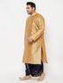 Vastramay Men's Plus Size Rose Gold Silk Blend Kurta And Navy Blue Dhoti Set