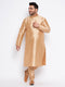 Vastramay Men's Plus Size Rose Gold Silk Blend Kurta Pyjama Set