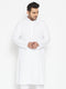 Vastramay Men's Plus Size White Cotton Blend Kurta