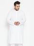 Vastramay Men's Plus Size White Cotton Blend Kurta