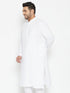 Vastramay Men's Plus Size White Cotton Blend Kurta