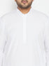 Vastramay Men's Plus Size White Cotton Blend Kurta