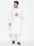 Vastramay Men's Plus Size White Cotton Blend Kurta