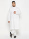 Vastramay Men's Plus Size White Cotton Blend Kurta And Cotton Pant Style Pyjama Set