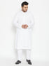 Vastramay Men's Plus Size White Cotton Blend Kurta Pyjama Set