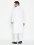 Vastramay Men's Plus Size White Cotton Blend Kurta Pyjama Set