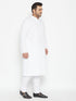 Vastramay Men's Plus Size White Cotton Blend Kurta Pyjama Set