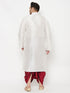 Vastramay Men's Plus Size White Silk Blend Kurta And Maroon Dhoti Set