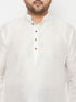 Vastramay Men's Plus Size White Silk Blend Kurta And Maroon Dhoti Set