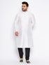 Vastramay Men's Plus Size White Silk Blend Kurta And Black Pyjama Set