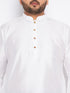 Vastramay Men's Plus Size White Silk Blend Kurta And Blue Pyjama Set