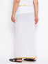 Vastramay Men's Plus Size White And Gold Dhoti/Mundu/Vesty
