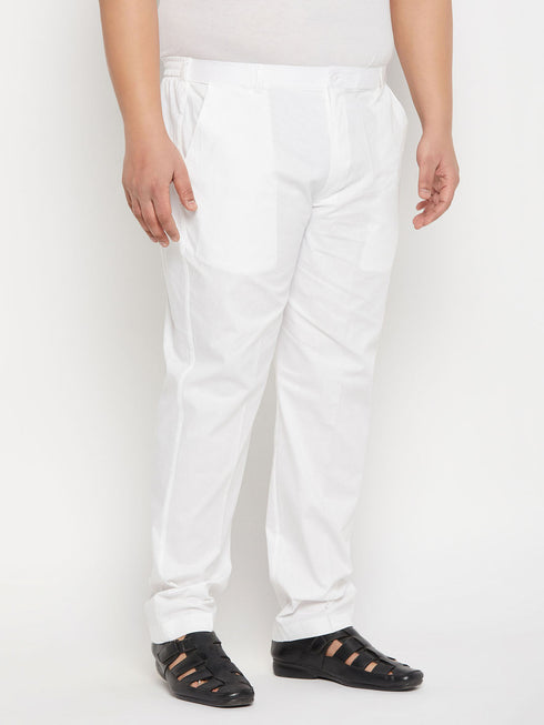 Vastramay Men's Plus Size White Pant Style Pyjama