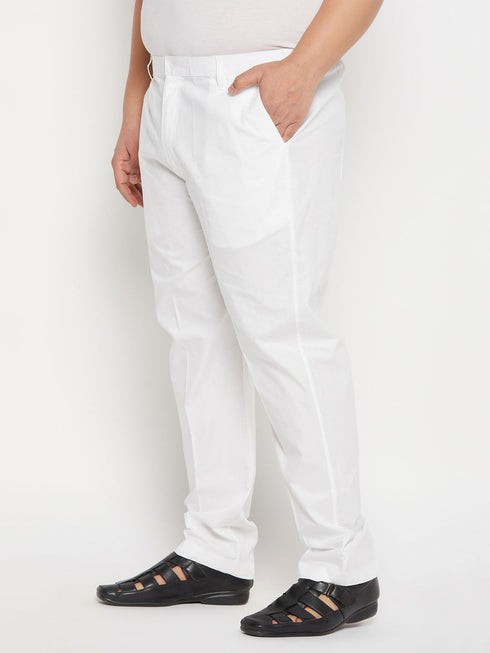 Vastramay Men's Plus Size White Pant Style Pyjama