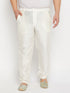 Vastramay Men's Plus Size Cream Silk Blend Pant Style Pyjama