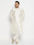 Vastramay Men's Plus Size Cream Silk Blend Pant Style Pyjama