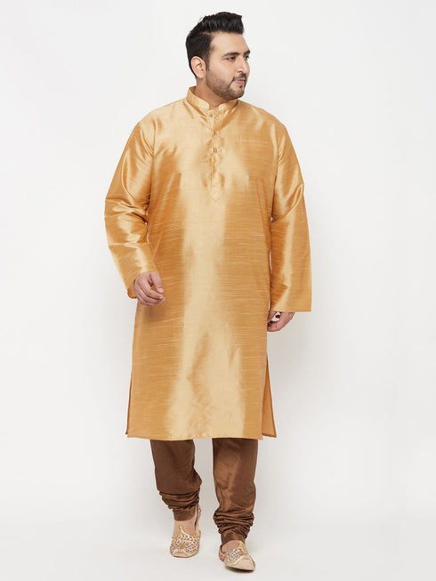 Vastramay Men's Plus Size Coffee Cotton Silk Blend Pyjama