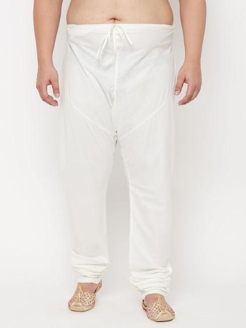 Vastramay Men's Plus Size Cream Silk Blend Pyjama