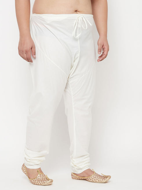 Vastramay Men's Plus Size Cream Silk Blend Pyjama