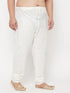 Vastramay Men's Plus Size Cream Silk Blend Pyjama