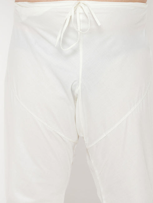 Vastramay Men's Plus Size Cream Silk Blend Pyjama