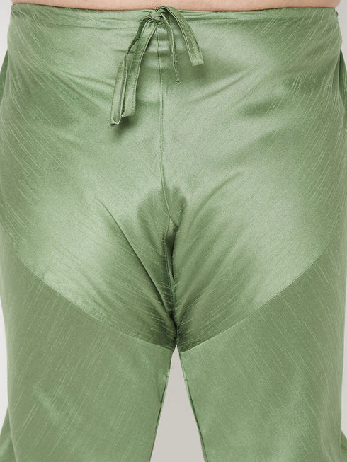 Vastramay Men's Plus Size Green Cotton Silk Blend Pyjama