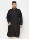 Vastramay Men's Plus Size Black Cotton Blend Pathani Kurta
