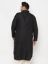 Vastramay Men's Plus Size Black Cotton Blend Pathani Kurta