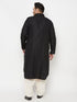 Vastramay Men's Plus Size Black and Cream Cotton Blend Pathani Set