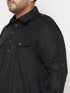 Vastramay Men's Plus Size Black and Cream Cotton Blend Pathani Set
