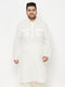Vastramay Men's Plus Size Cream Cotton Blend Pathani Kurta
