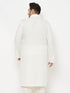 Vastramay Men's Plus Size Cream Cotton Blend Pathani Kurta