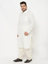 Vastramay Men's Plus Size Cream Cotton Blend Pathani Set