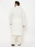 Vastramay Men's Plus Size Cream Cotton Blend Pathani Set
