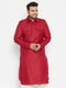 Vastramay Men's Plus Size Maroon Cotton Blend Pathani Kurta