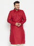Vastramay Men's Plus Size Maroon Cotton Blend Pathani Kurta
