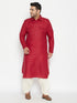 Vastramay Men's Plus Size Maroon Cotton Blend Pathani Kurta