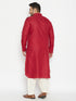 Vastramay Men's Plus Size Maroon and Cream Cotton Blend Pathani Set