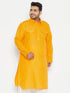 Vastramay Men's Plus Size Mustard Cotton Blend Pathani Kurta