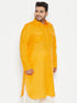 Vastramay Men's Plus Size Mustard Cotton Blend Pathani Kurta