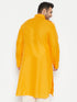 Vastramay Men's Plus Size Mustard Cotton Blend Pathani Kurta