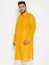 Vastramay Men's Plus Size Mustard Cotton Blend Pathani Kurta