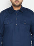 Vastramay Men's Plus Size Blue Cotton Blend Pathani Set