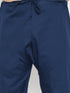 Vastramay Men's Plus Size Blue Cotton Blend Pathani Set