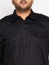 Vastramay Men's Plus Size Black Cotton Blend Pathani Kurta