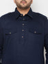 Vastramay Men's Plus Size Blue Cotton Blend Pathani Kurta